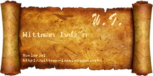 Wittman Iván névjegykártya